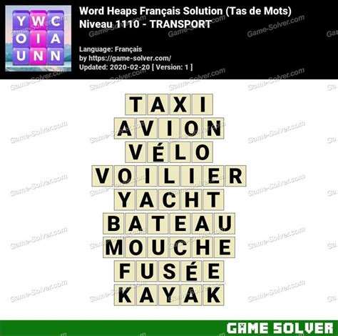 Solution Wordalot Niveau 1110 .